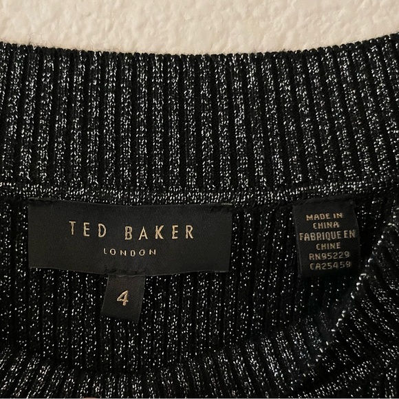 Ted Baker London high neck Black with shimmer long sleeve knit Sweater size 4 - Picture 5 of 10